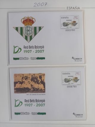 2 numeri interi postali 2007 Real Betis 1907-2007 P.D.