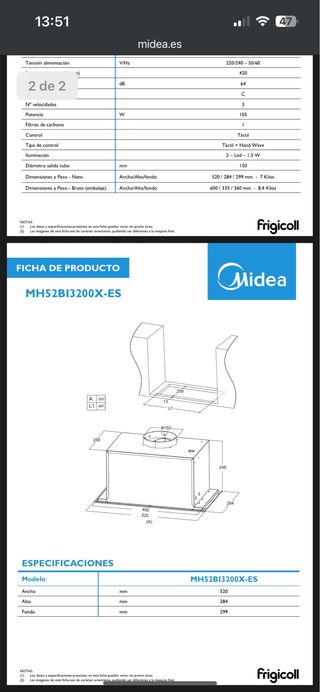 Campana Midea MH52BI3200X-ES