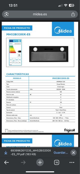 Campana Midea MH52BI3200X-ES