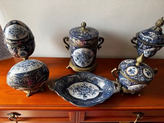 Juego porcelana azul cobalto