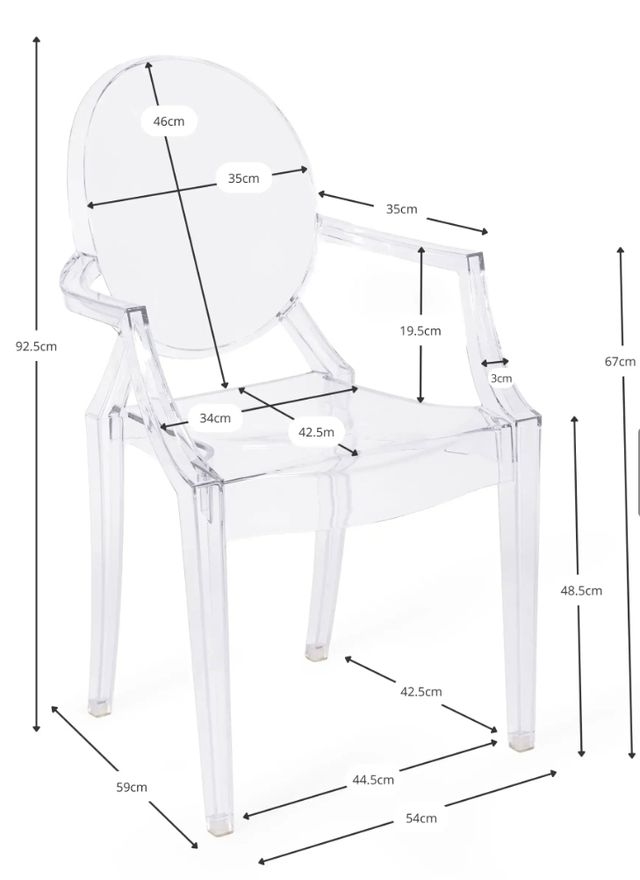 2 Sillas Louix Ghost, transparente retro.