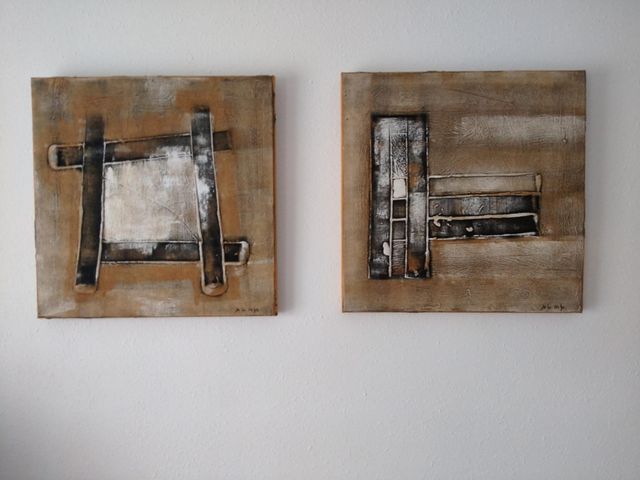 2 Cuadros Abstractos Marrones