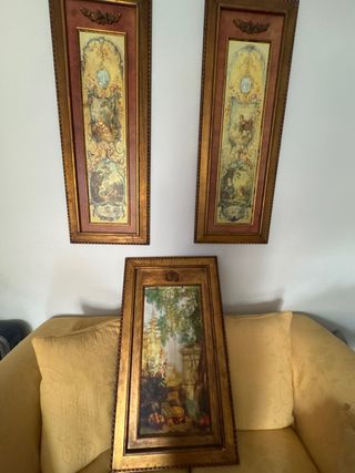 3 Cuadros dorados estilo vintage