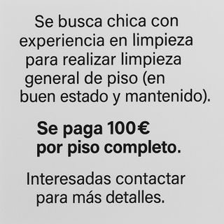 Se busca chica para limpieza