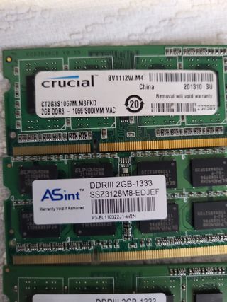 4 Moduli RAM DDR3 1333MHz per notebook