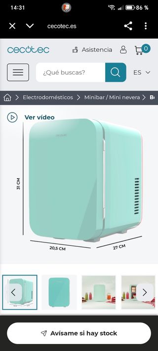 Mini nevera 6L Cecotec menta