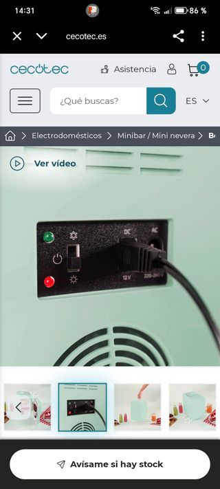 Mini nevera 6L Cecotec menta
