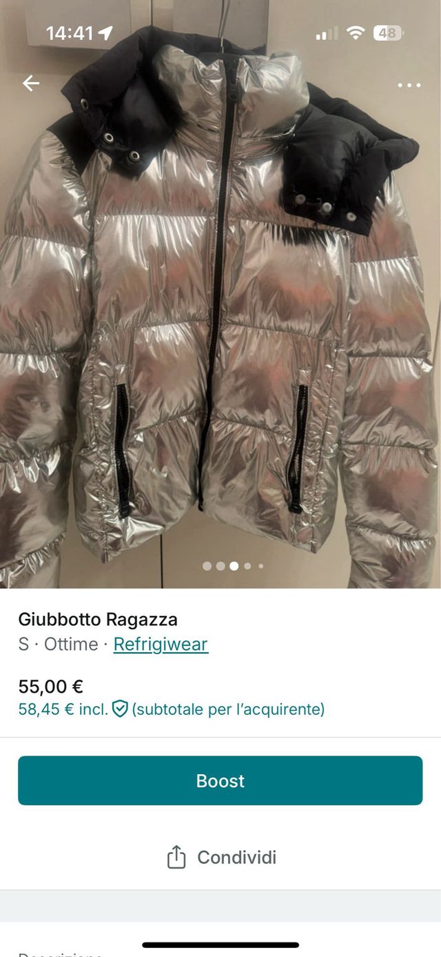 Giubbotto Refrigiwear argento Tg S