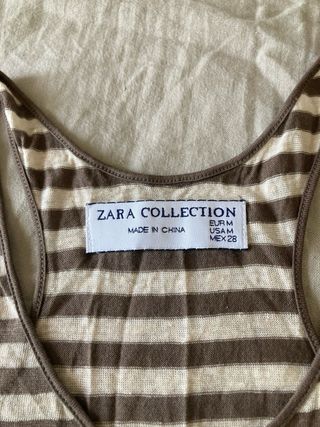 Camiseta Zara rayas beige-marrón