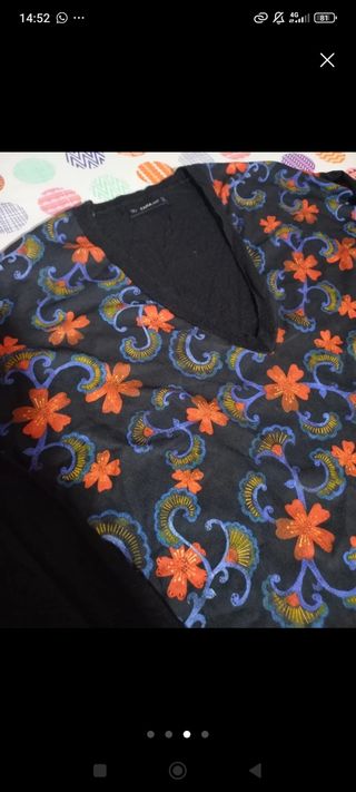 Jersey Zara flores rojo-negro