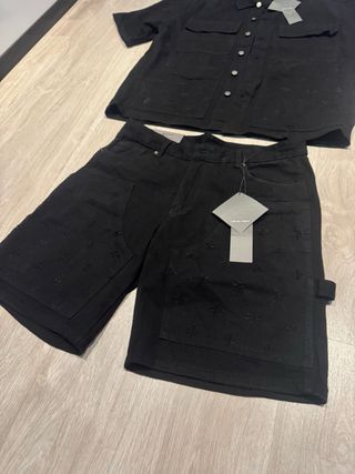 Conjunto em Jeans Preto - Shorts e Camisa