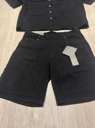 Conjunto em Jeans Preto - Shorts e Camisa
