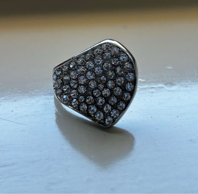 Anello Strass Argento Bianco