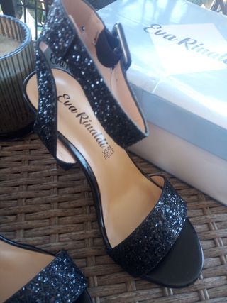 Sandali Eva Rinaldi neri glitter