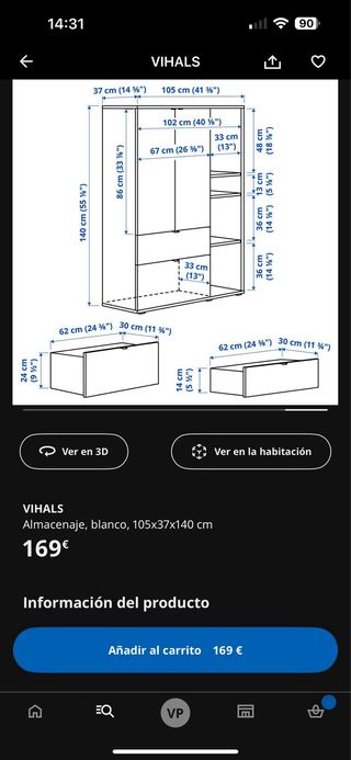 Armario blanco Ikea VIHALS.
