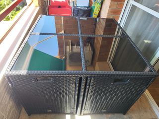 Mesa jardín ratán negra - 4 sillas