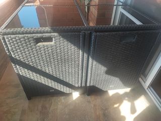 Mesa jardín ratán negra - 4 sillas