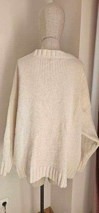 Jersey de chenilla Bershka color crudo - Talla M-L