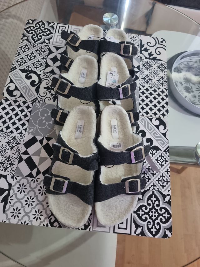 3 Chanclas Mujer Gris - 2 Talla 38 / 1 talla 39