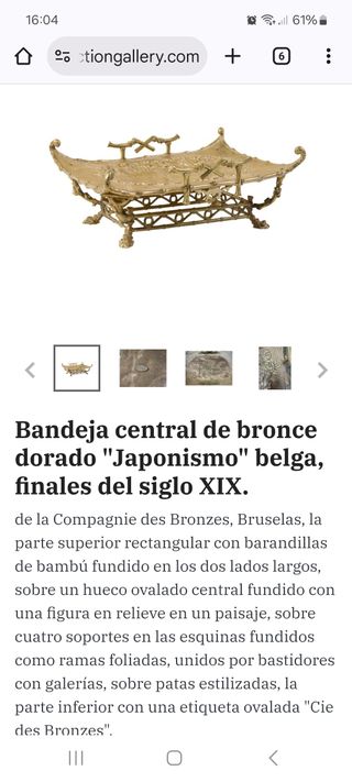 Bandeja bronce antigua  "Japonismo" siglo XIX..