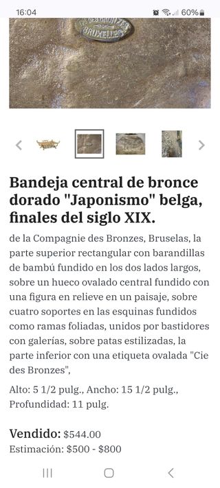 Bandeja bronce antigua  "Japonismo" siglo XIX..