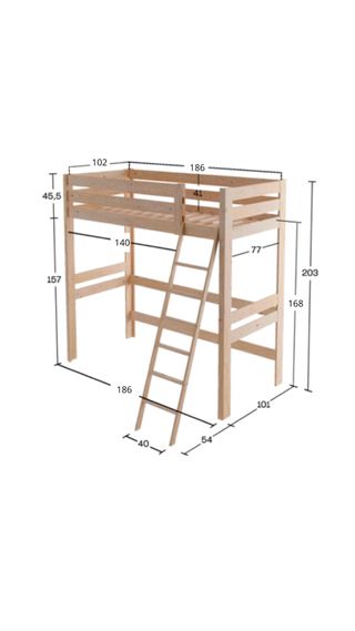 Cama alta Lufe 90 - Madera