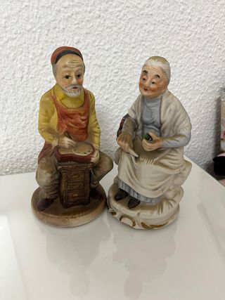 Pareja ancianos porcelana
