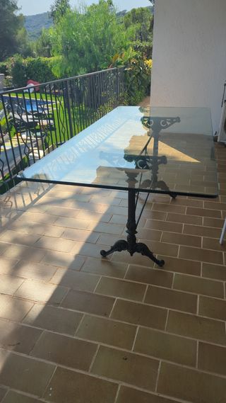Mesa de 90X190 de cristal biselado de 1,8cm grosor