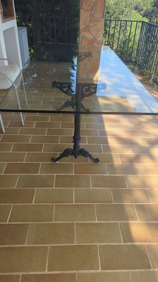 Mesa de 90X190 de cristal biselado de 1,8cm grosor