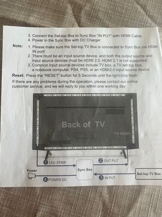 Tira LED TV Sync Retroiluminación Tele 100-110’