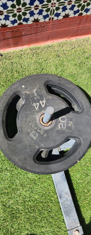 2x Disco musculación 20 kg de caucho de 28 mm Domy