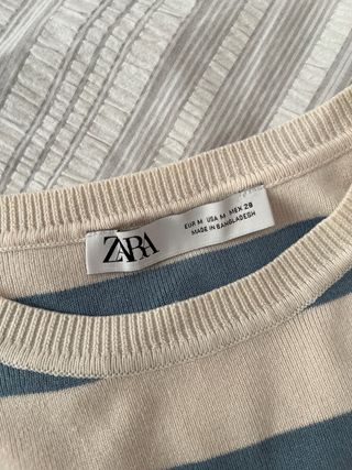 Top rayas Zara beige-azul