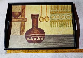 Vassoio legno decorato - vintage