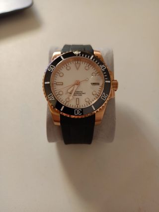 Reloj automático dorado | blanco