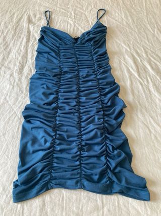 Vestido azul drapeado - Talla S