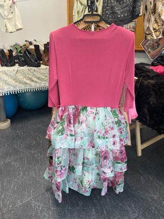 Vestido estampado - Rosa y Verde