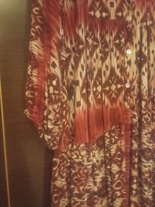 Vestido boho largo estampado burdeos-blanco