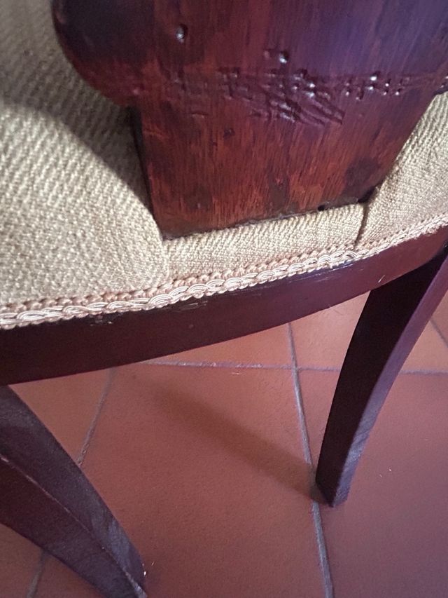 Set di 4 Sedie inglesi '50 Mogano e cotone garzato