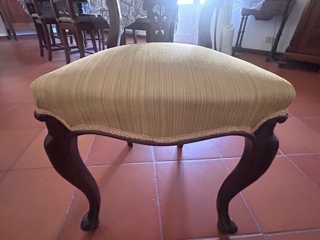 Set di 4 Sedie inglesi '50 Mogano e cotone garzato