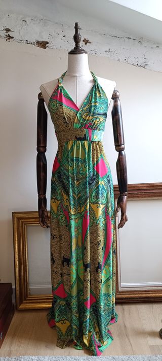Vestido vintage largo multicolor