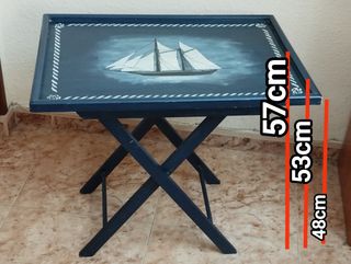 Mesita plegable azul marinera