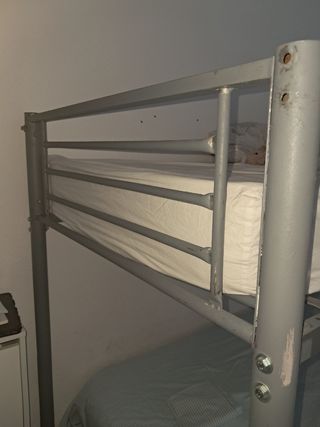 Cama alta metalica 90cm gris. 1 cama