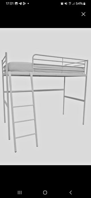 Cama alta metalica 90cm gris. 1 cama