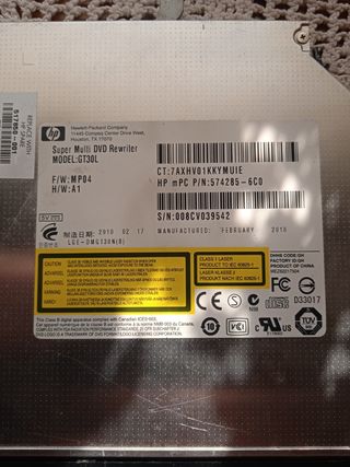 Lector/Grabador CD/DVD SATA - 12.7mm