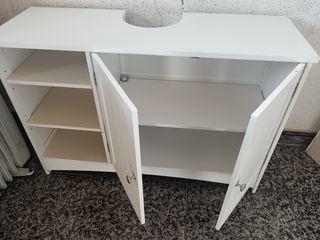 Mueble baño blanco  para lavabo y pedestal