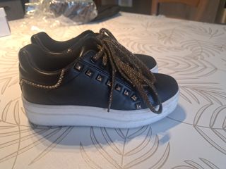 Sneakers donna nere - oro