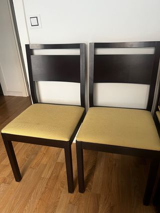 6 sillas comedor madera - amarillas