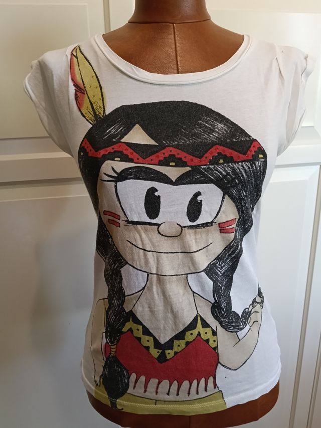 Camiseta india blanca y roja