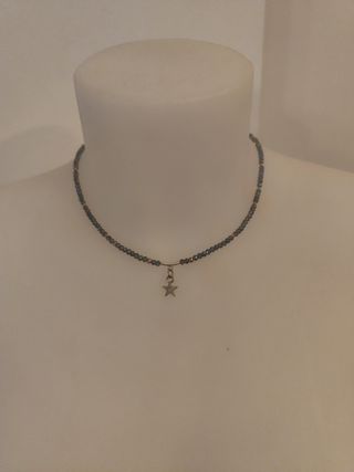 Collar con dije estrella - azul, plata