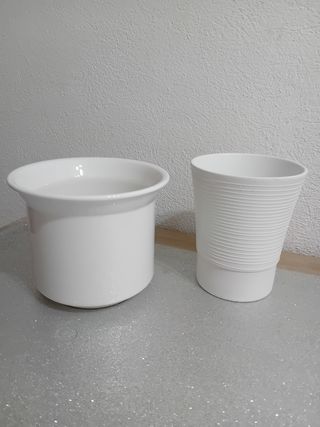 Set 2 vasi ceramica bianchi